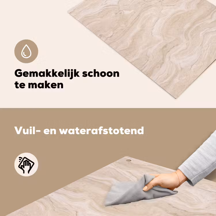 Marmer - Patroon - Beige - Steen - Abstract Inductie beschemer met haakjes klein -ky-schoon-nl