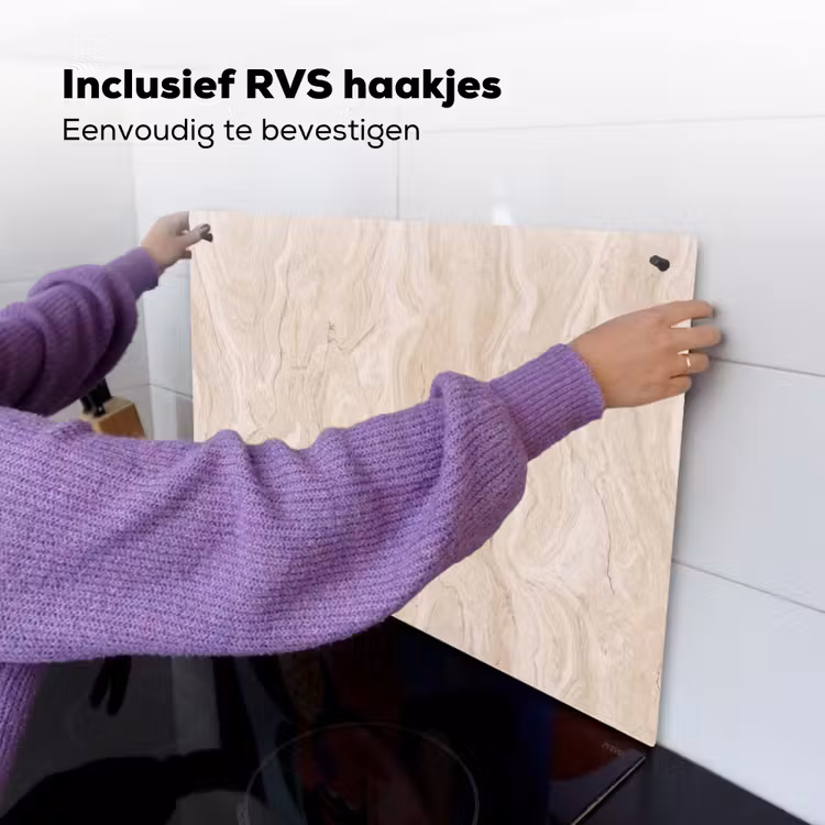 Marmer - Patroon - Beige - Steen - Abstract Inductie beschemer met haakjes klein -ky-ophangen-nl
