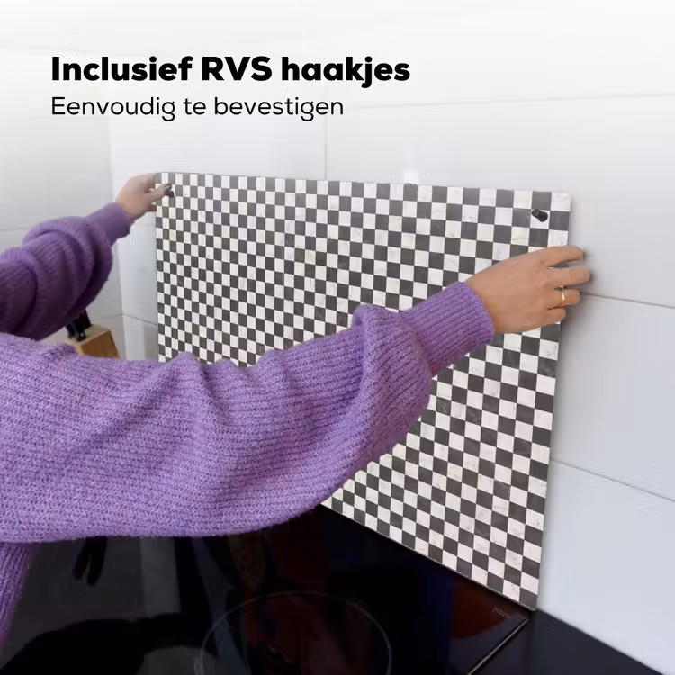 Marmer - Patroon - Grijs Inductie beschemer met haakjes klein 777 -ky-ophangen-nl
