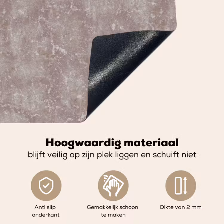 Marmer - Patroon - Mauve Inductie beschemer met haakjes klein 777 -ky-onderkant-nl