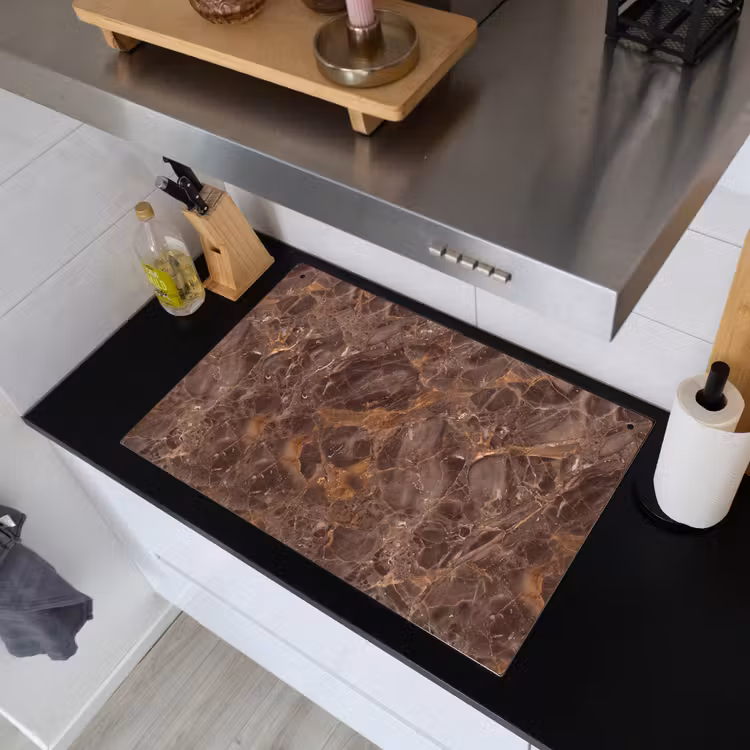Marmer - Patroon - Natuur - Bruin - Goud Inductie beschemer met haakjes klein -sfeer1