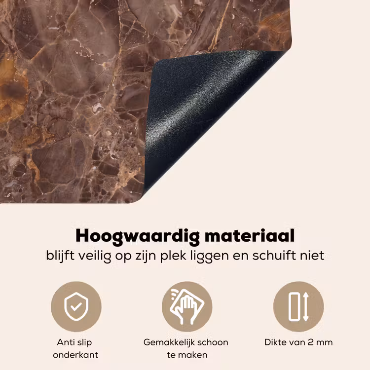 Marmer - Patroon - Natuur - Bruin - Goud Inductie beschemer met haakjes klein -ky-onderkant-nl