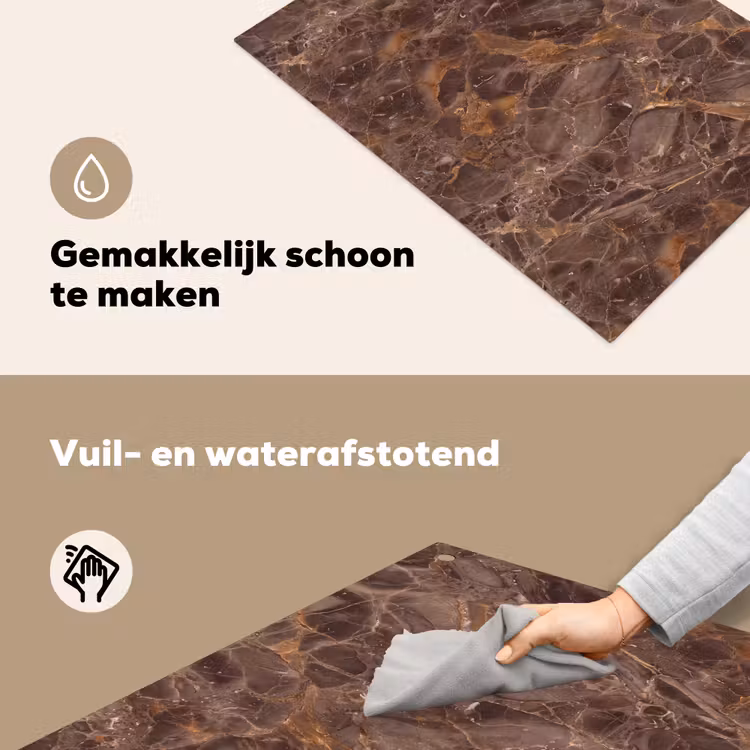 Marmer - Patroon - Natuur - Bruin - Goud Inductie beschemer met haakjes klein -ky-schoon-nl