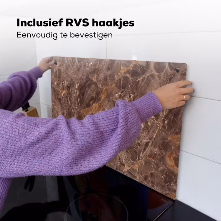 Marmer - Patroon - Natuur - Bruin - Goud Inductie beschemer met haakjes klein -ky-ophangen-nl