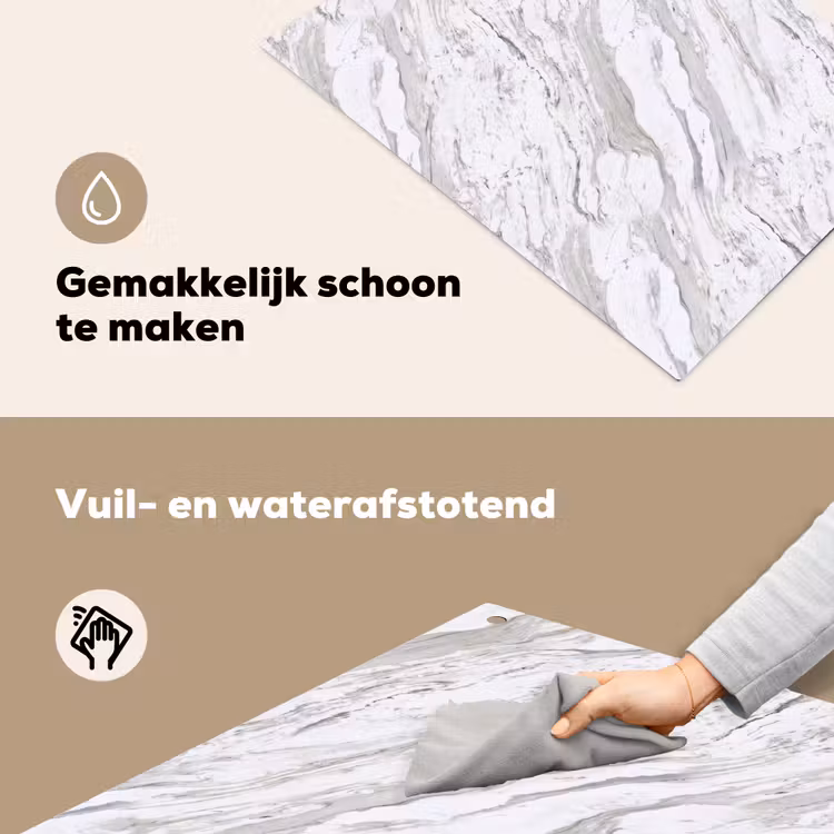 Marmer - Wit - Grijsgroen Inductie beschemer met haakjes klein 777 -ky-schoon-nl