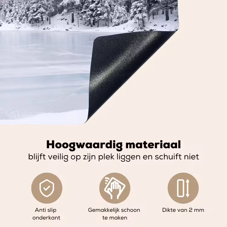 Meer - Dennen - IJs - Winter - Rustgevend Inductie beschemer met haakjes klein -ky-onderkant-nl