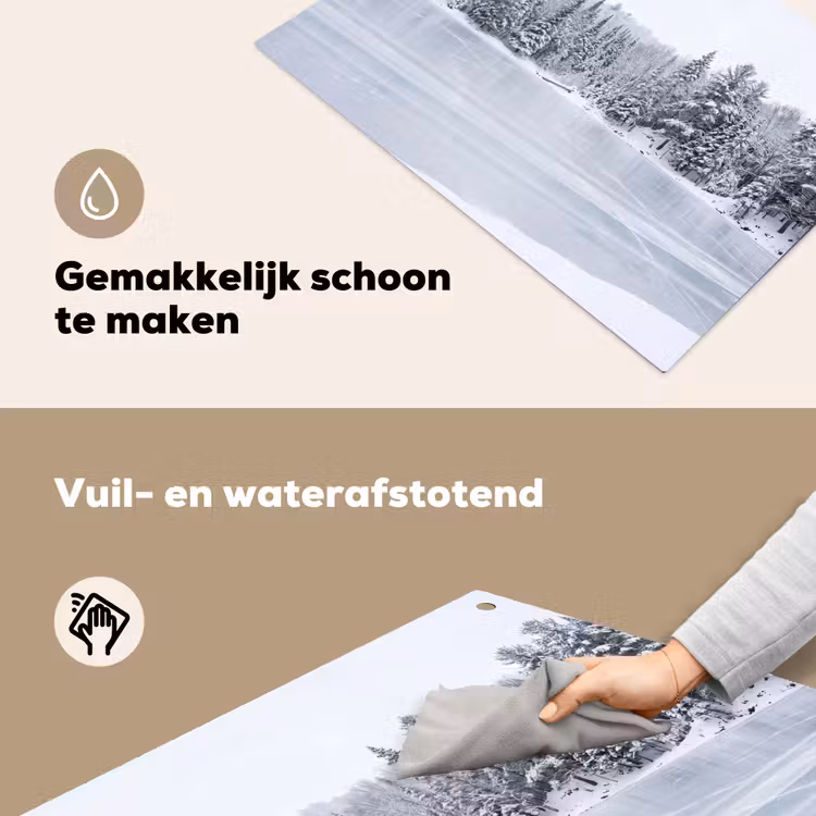 Meer - Dennen - IJs - Winter - Rustgevend Inductie beschemer met haakjes klein -ky-schoon-nl