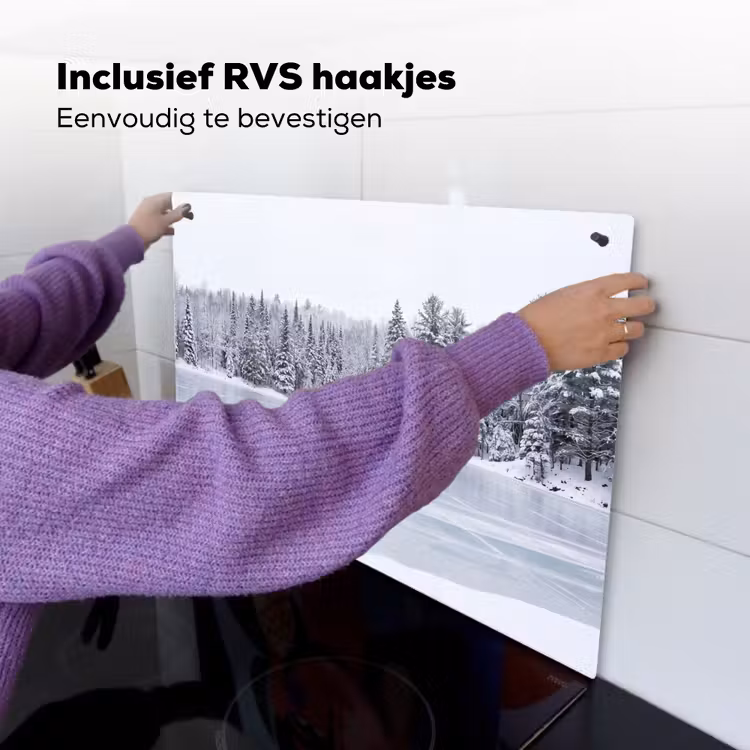 Meer - Dennen - IJs - Winter - Rustgevend Inductie beschemer met haakjes klein -ky-ophangen-nl