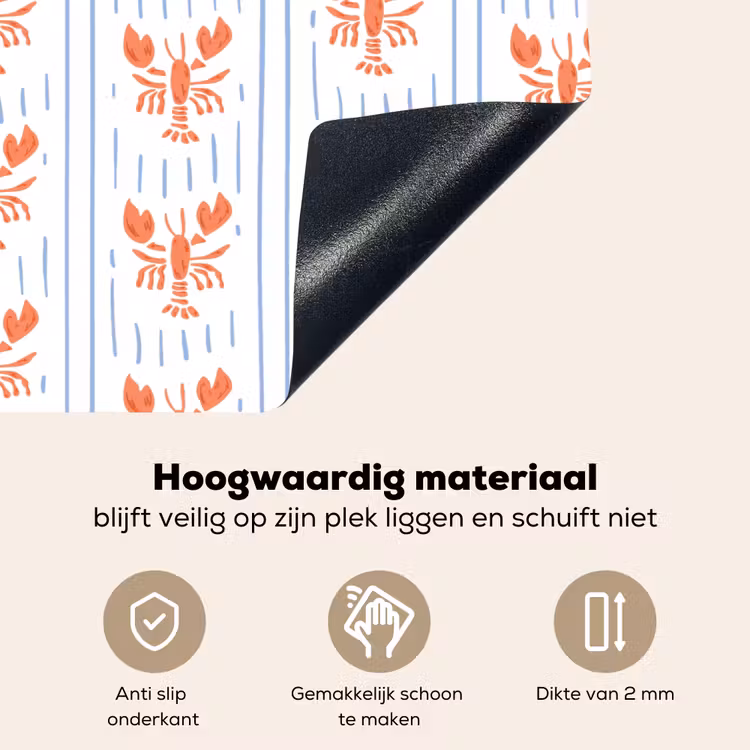 Zee - Kreeft - Oranje - Blauw Inductie beschemer met haakjes klein 777 -ky-onderkant-nl