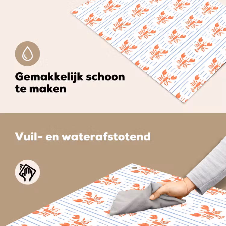 Zee - Kreeft - Oranje - Blauw Inductie beschemer met haakjes klein 777 -ky-schoon-nl