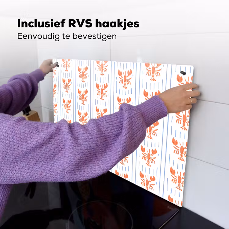 Zee - Kreeft - Oranje - Blauw Inductie beschemer met haakjes klein 777 -ky-ophangen-nl