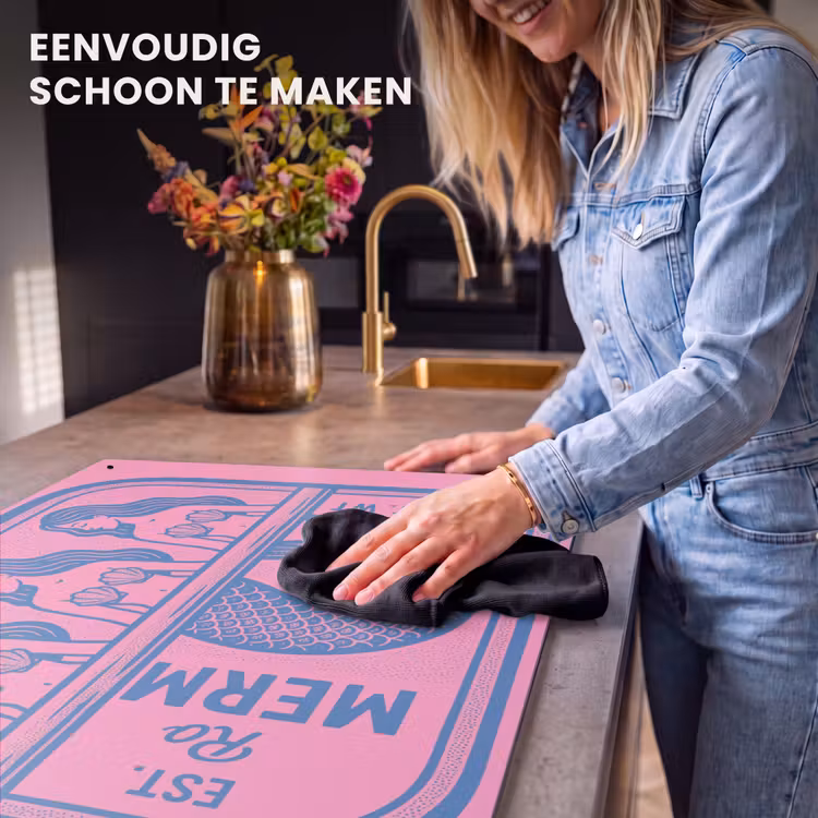 Meermin - Sardineblik - Illustratie - Roze - Retro Inductie beschemer met haakjes klein -ky-schoon-nl