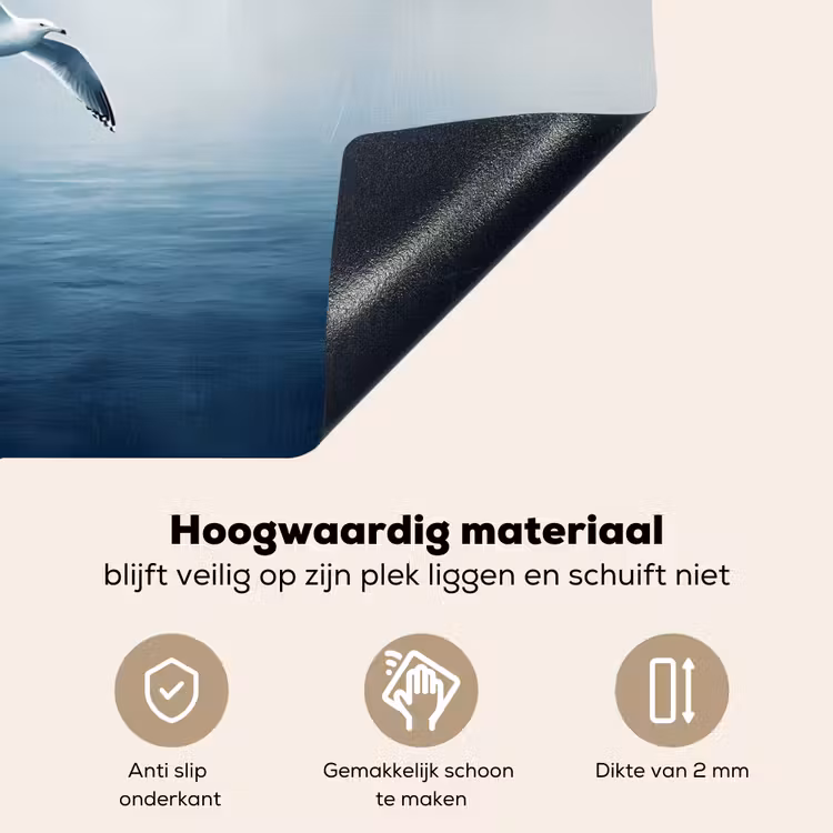 Meeuw - Wit - Zee - Mistig Inductie beschemer met haakjes klein -ky-onderkant-nl