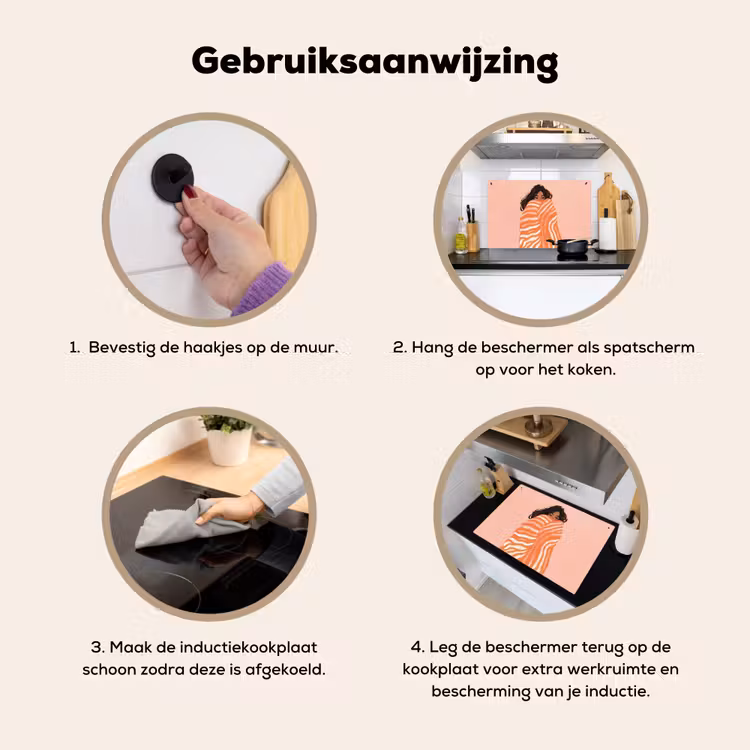 Meisje - Deken - Gestreept - Oranje Inductie beschemer met haakjes klein -ky-gebruik-nl