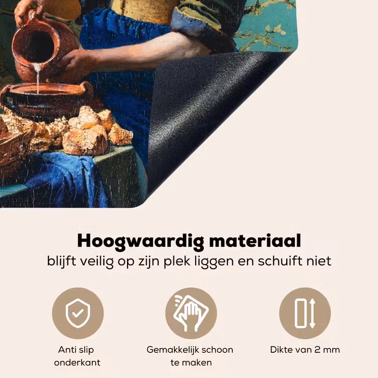Melkmeisje - Amandelbloesem - Van Gogh - Vermeer - Schilderij - Oude meesters Inductie beschemer met haakjes middel -ky-onderkant-nl
