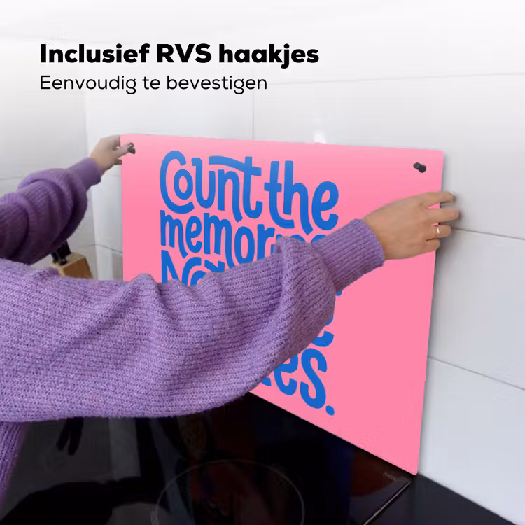 Memories - Roze - Blauw - Quote Inductie beschemer met haakjes klein -ky-ophangen-nl