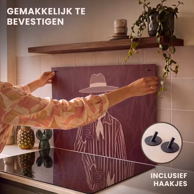 Mens - Hoed - Cocktail - Abstract - Bruin Inductie beschemer met haakjes klein -ky-ophangen-nl