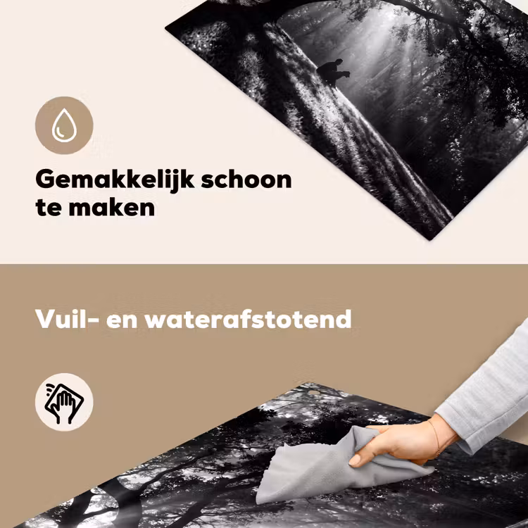Mens - Hond - Natuur - Zwart-wit - Silhouet Inductie beschemer met haakjes klein -ky-schoon-nl