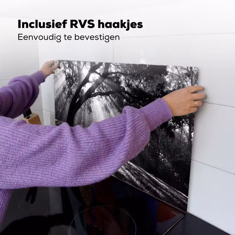 Mens - Hond - Natuur - Zwart-wit - Silhouet Inductie beschemer met haakjes klein -ky-ophangen-nl