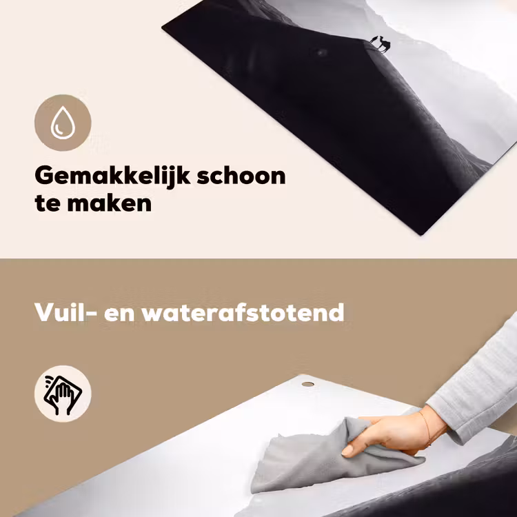 Mens - Kameel - Zandduin - Natuur - Monochroom Inductie beschemer met haakjes klein -ky-schoon-nl