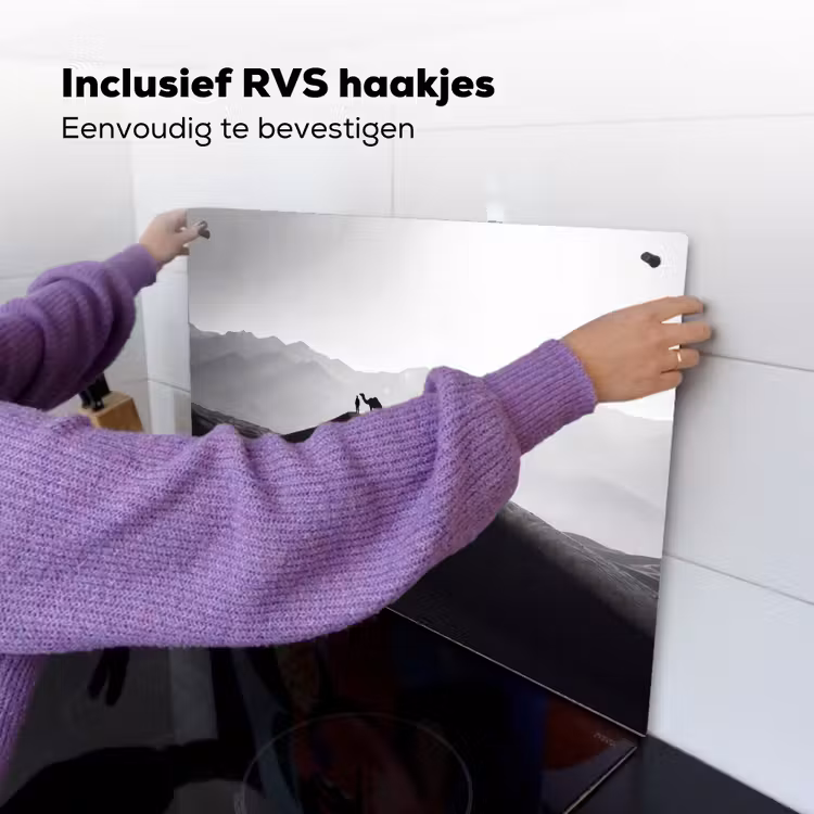 Mens - Kameel - Zandduin - Natuur - Monochroom Inductie beschemer met haakjes klein -ky-ophangen-nl