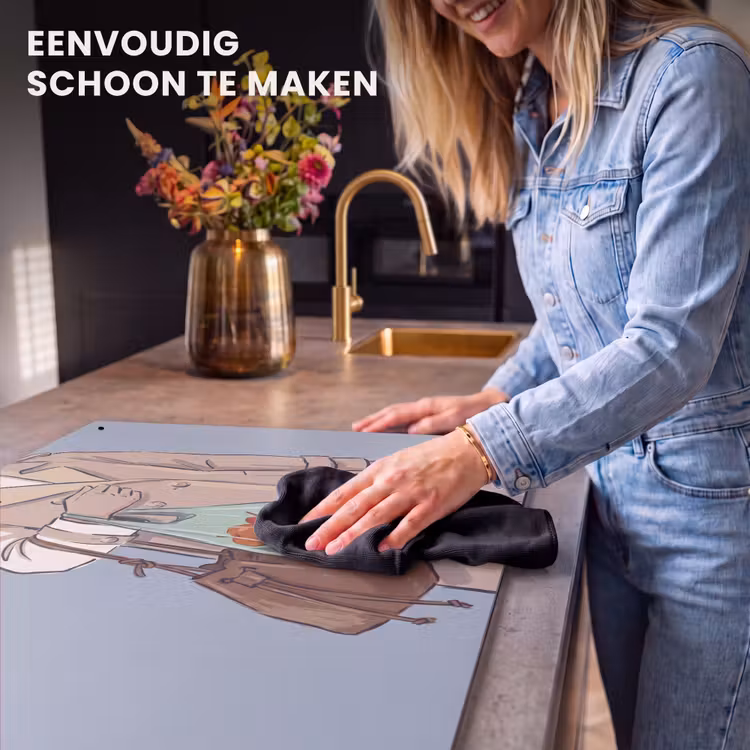 Mensen - Boodschappen - Stadsleven - Modern - Kleurrijk Inductie beschemer met haakjes klein -ky-schoon-nl