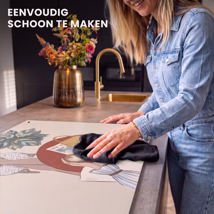 Mensen - Cafe - Koffie - Stadsleven - Modern Inductie beschemer met haakjes klein -ky-schoon-nl