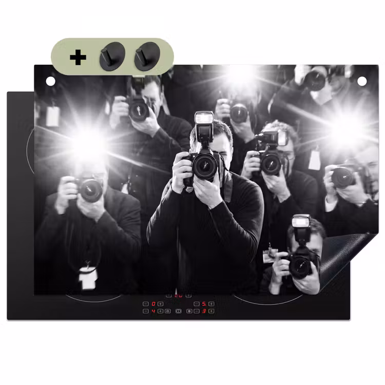 Mensen - Camera - Flitslicht - Zwart-wit - Media Inductie beschemer met haakjes klein -3d