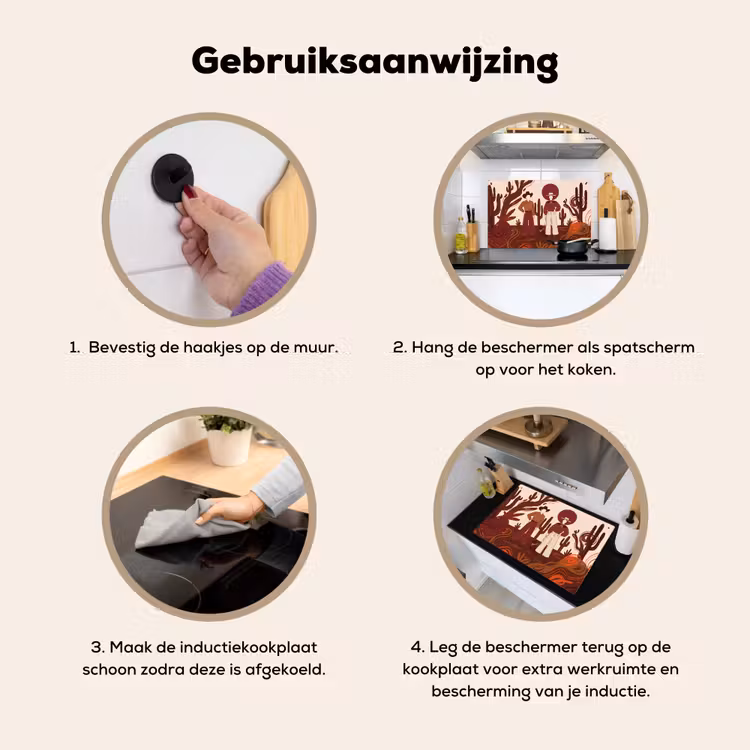 Mensen - Cowboykleding - Westerse stijl - Illustratie - Bruin Inductie beschemer met haakjes klein -ky-gebruik-nl