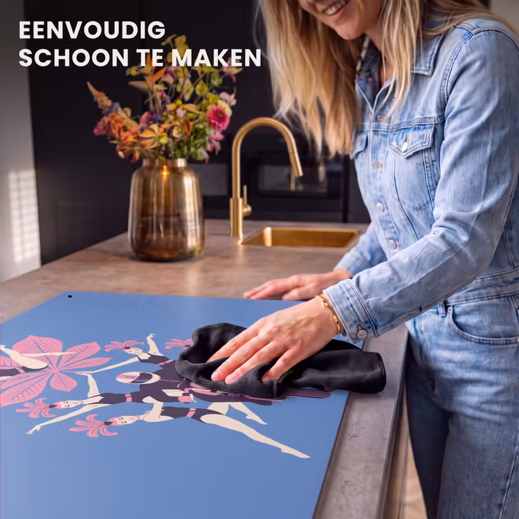 Mensen - Dans - Motor - Retro - Roze Inductie beschemer met haakjes klein -ky-schoon-nl