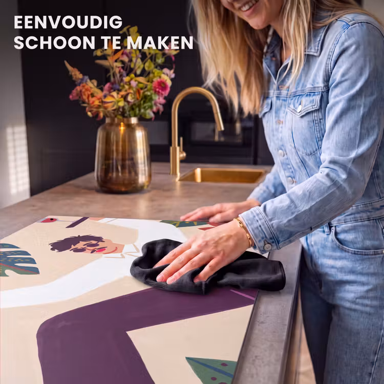 Mensen - Dienblad - Eten - Modern - Kleurrijk Inductie beschemer met haakjes klein -ky-schoon-nl