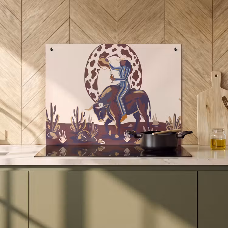 Mensen - Dieren - Cowboy - Abstract - Kleurrijk Inductie beschemer met haakjes klein -sfeer2