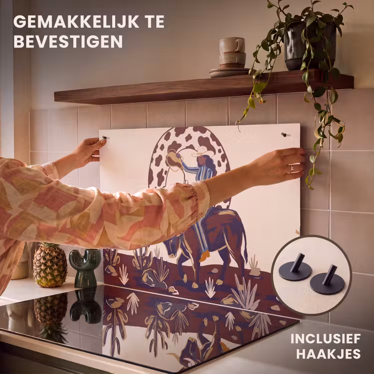 Mensen - Dieren - Cowboy - Abstract - Kleurrijk Inductie beschemer met haakjes klein -ky-ophangen-nl