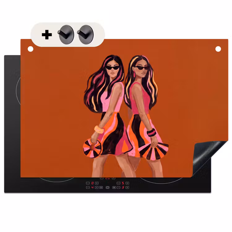 Mensen - Duo - Mode - Illustratie - Kleurrijk Inductie beschemer met haakjes klein -3d
