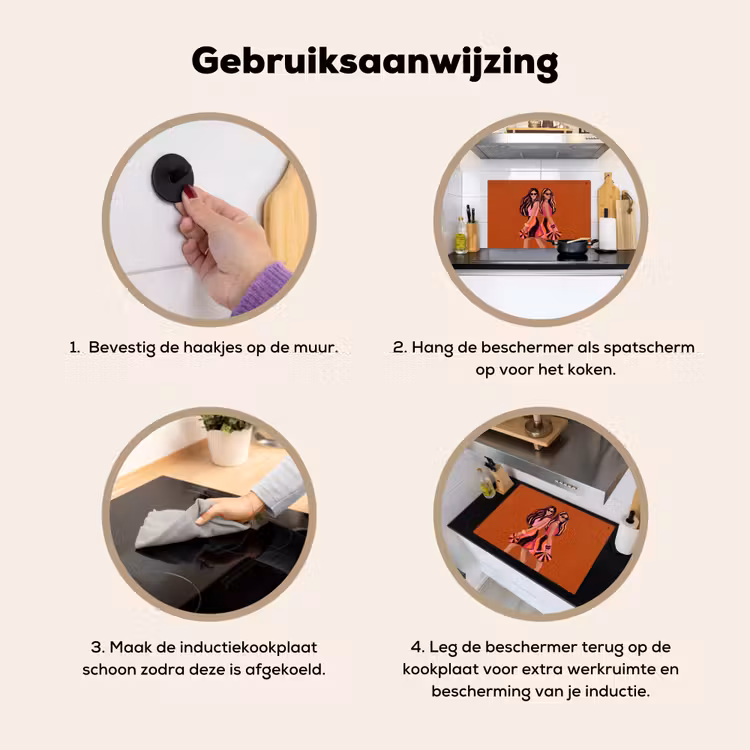 Mensen - Duo - Mode - Illustratie - Kleurrijk Inductie beschemer met haakjes klein -ky-gebruik-nl