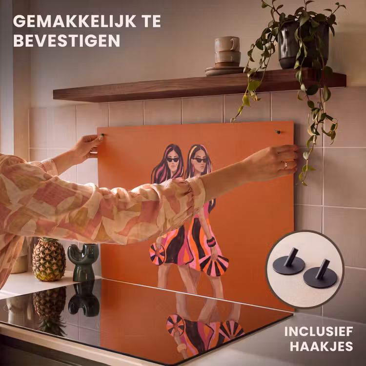 Mensen - Duo - Mode - Illustratie - Kleurrijk Inductie beschemer met haakjes klein -ky-ophangen-nl