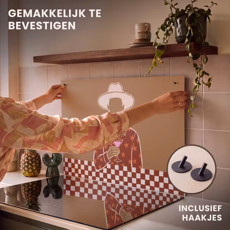 Mensen - Hoed - Cocktail - Abstract - Modern Inductie beschemer met haakjes klein -ky-ophangen-nl