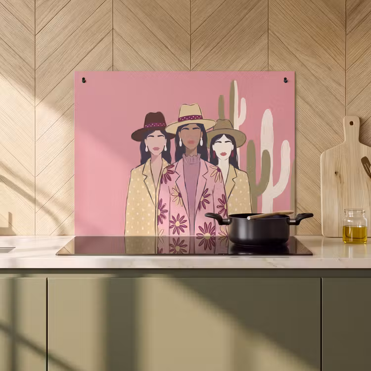 Mensen - Hoeden - Abstract - Roze - Portret Inductie beschemer met haakjes klein -sfeer2
