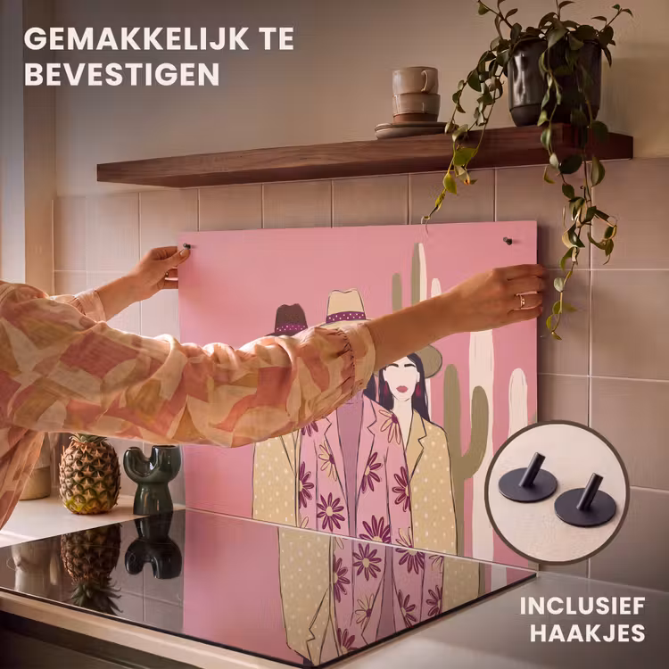 Mensen - Hoeden - Abstract - Roze - Portret Inductie beschemer met haakjes klein -ky-ophangen-nl