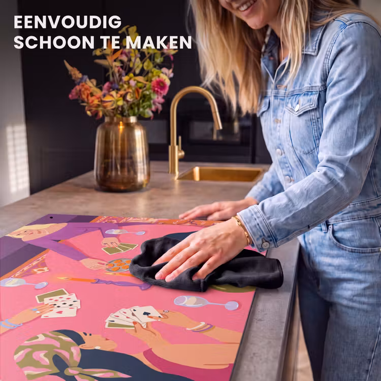 Mensen - Kaartspel - Interieur - Modern - Kleurrijk Inductie beschemer met haakjes klein -ky-schoon-nl