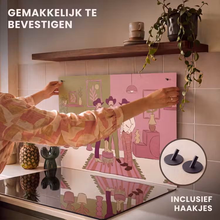 Mensen - Mannen - Hoeden - Retro - Interieur Inductie beschemer met haakjes klein -ky-ophangen-nl