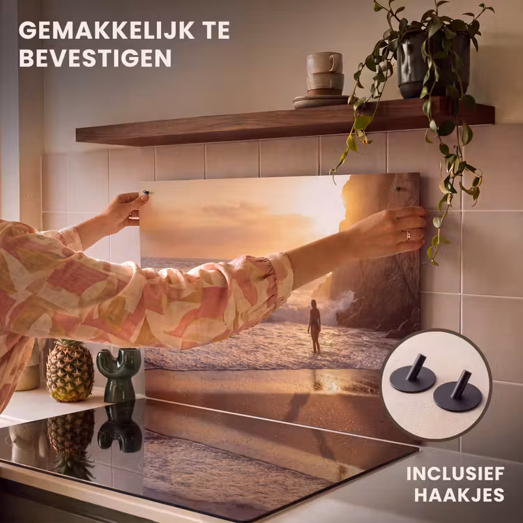 Mensen - Oceaan - Zonsondergang - Kust - Goud Inductie beschemer met haakjes klein -ky-ophangen-nl