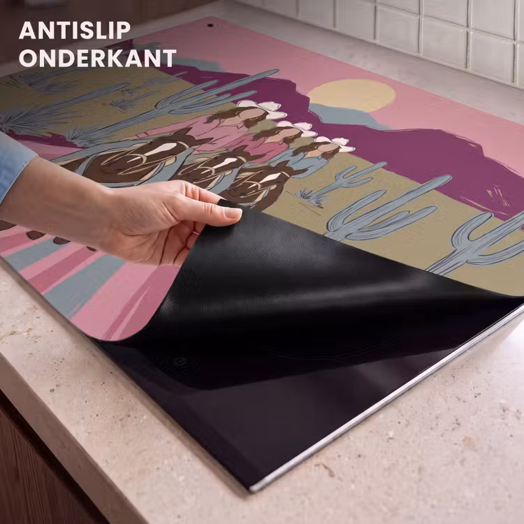 Mensen - Paard - Woestijn - Abstract - Roze Inductie beschemer met haakjes klein -ky-onderkant-nl