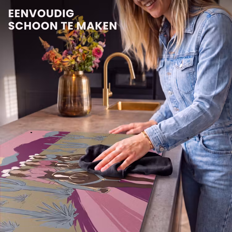 Mensen - Paard - Woestijn - Abstract - Roze Inductie beschemer met haakjes klein -ky-schoon-nl