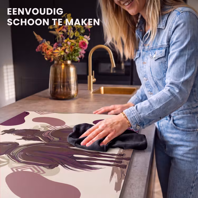 Mensen - Ruiters - Western - Illustratie - Bruin Inductie beschemer met haakjes klein -ky-schoon-nl
