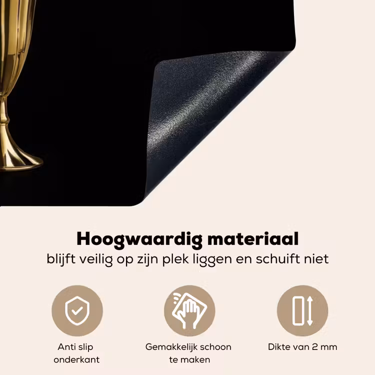 Milkshake - Goud - Drinken - Zwart Inductie beschemer met haakjes klein -ky-onderkant-nl