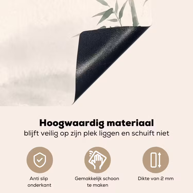 Minimalistisch - Bamboe - Groen Inductie beschemer met haakjes klein -ky-onderkant-nl