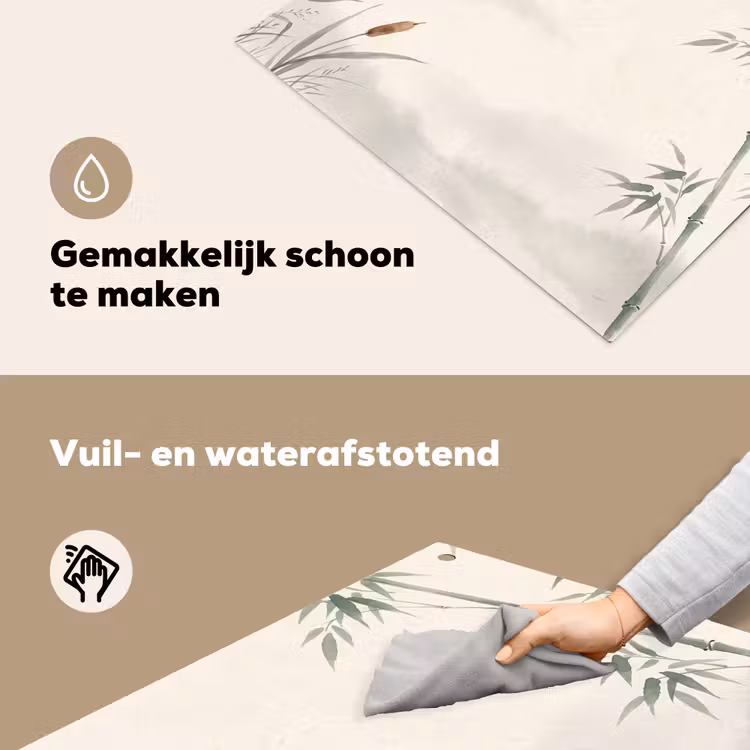 Minimalistisch - Bamboe - Groen Inductie beschemer met haakjes klein -ky-schoon-nl
