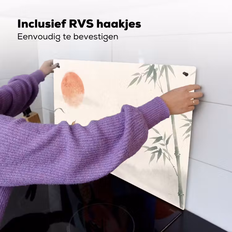 Minimalistisch - Bamboe - Groen Inductie beschemer met haakjes klein -ky-ophangen-nl
