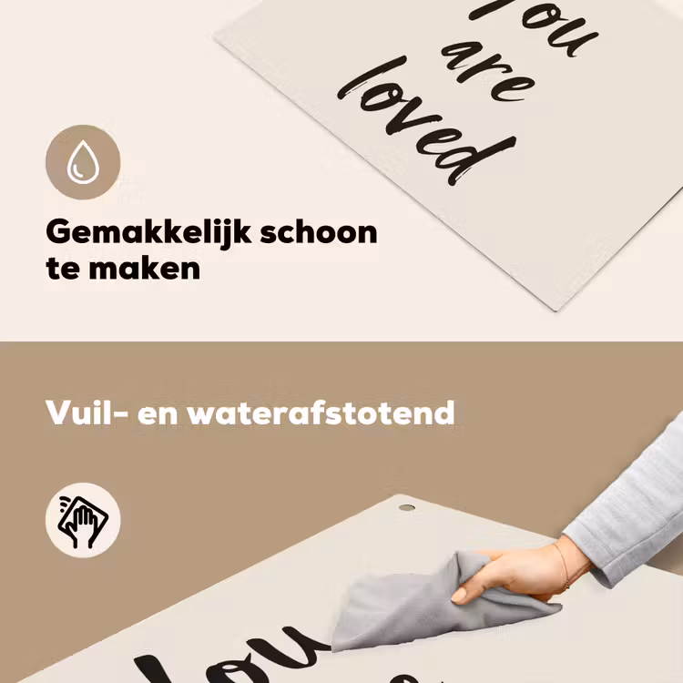Minimalistisch - Beige - Love Inductie beschemer met haakjes klein -ky-schoon-nl